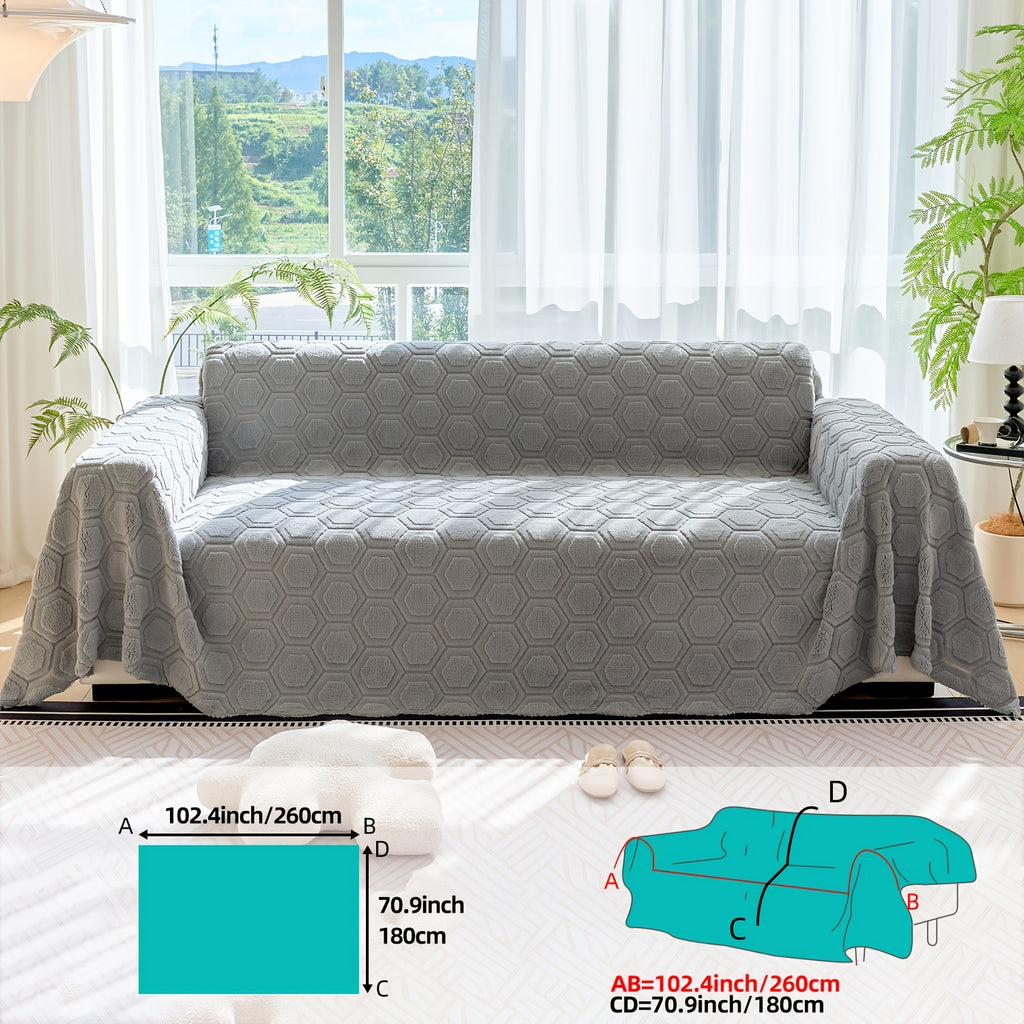 Housse de canapé épaisse en velours jacquard à motif géométrique, tissu de 450 à 500 g/m²