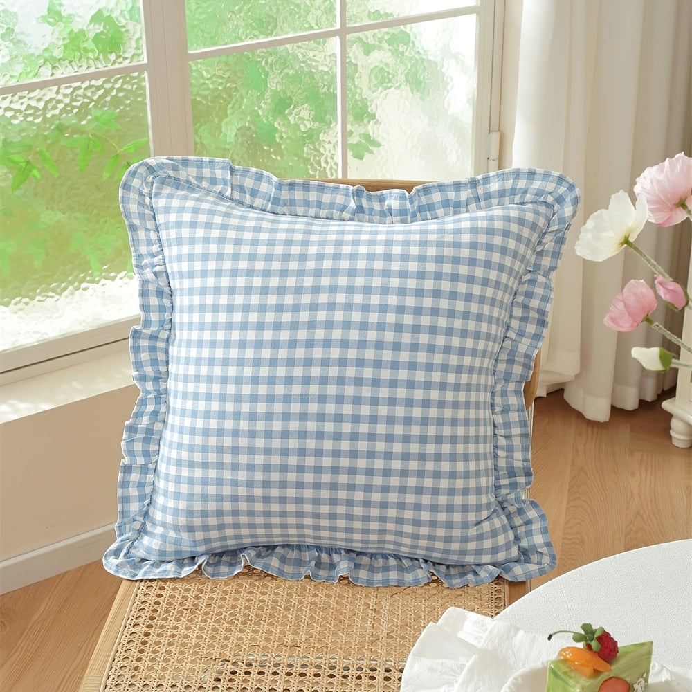 Housse de coussin en coton en fils teints, vue d'ensemble