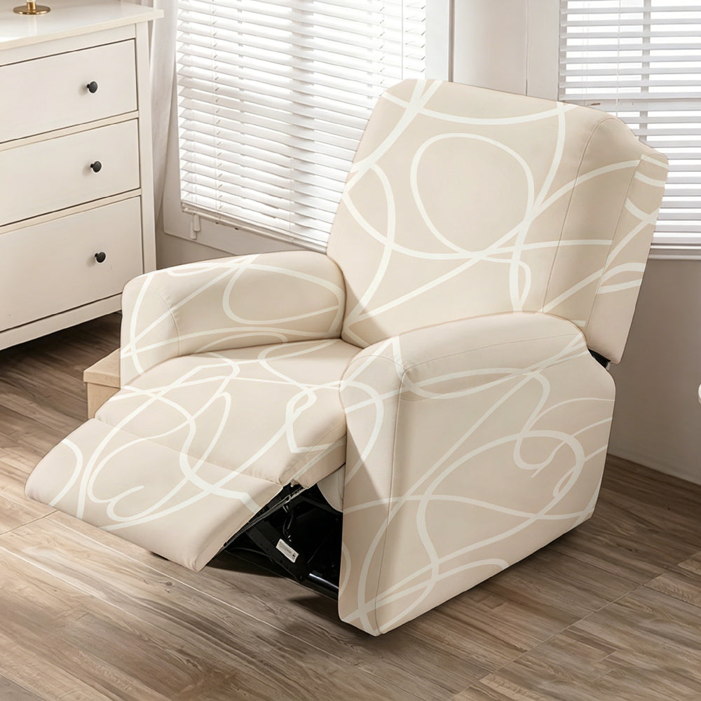 Housse de fauteuil extensible en fibre de lait matelassée à motif géométrique, mise en situation