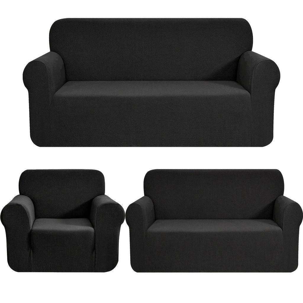Housse de canapé extensible en polaire jacquard anti-griffes, mise en situation