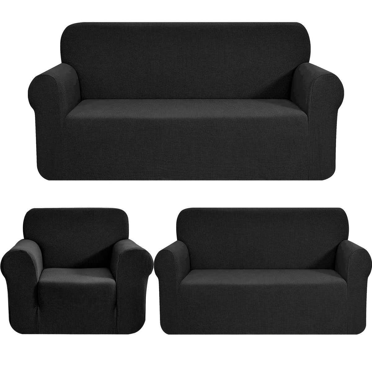 Housse de canapé extensible en polaire jacquard anti-griffes, mise en situation