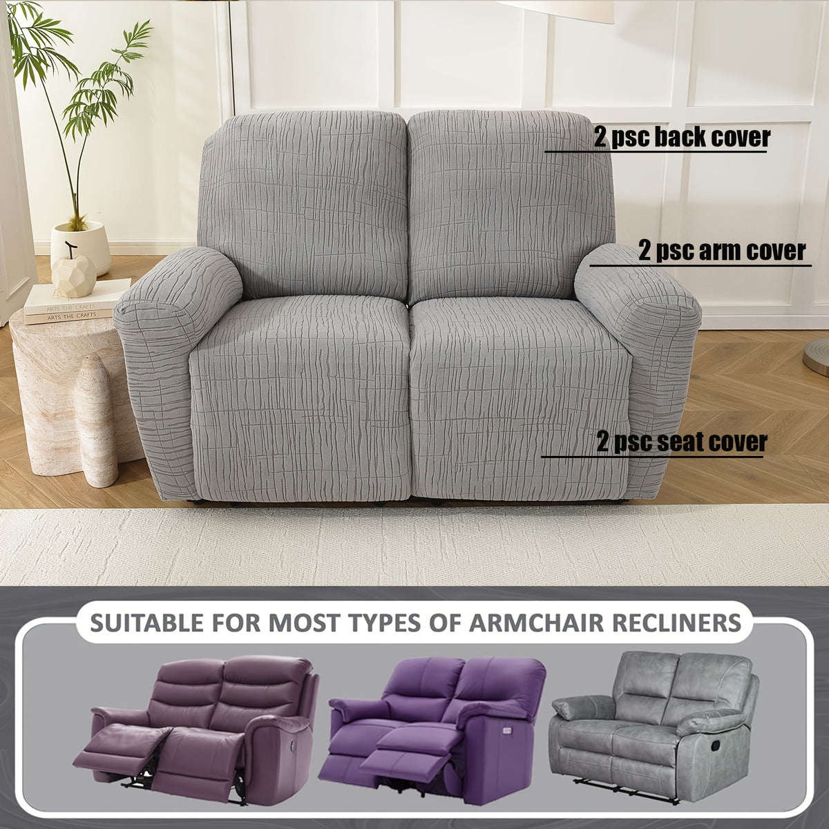 Housse de canapé extensible en polaire jacquard antidérapante à housses, mise en situation
