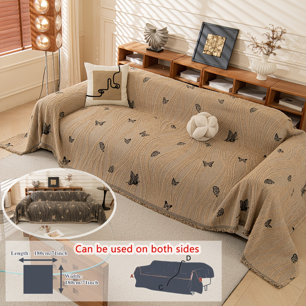 Housse de canapé épaisse en jacquard à rayures antidérapante, compatible fauteuil, canapé deux places, canapé trois places Image