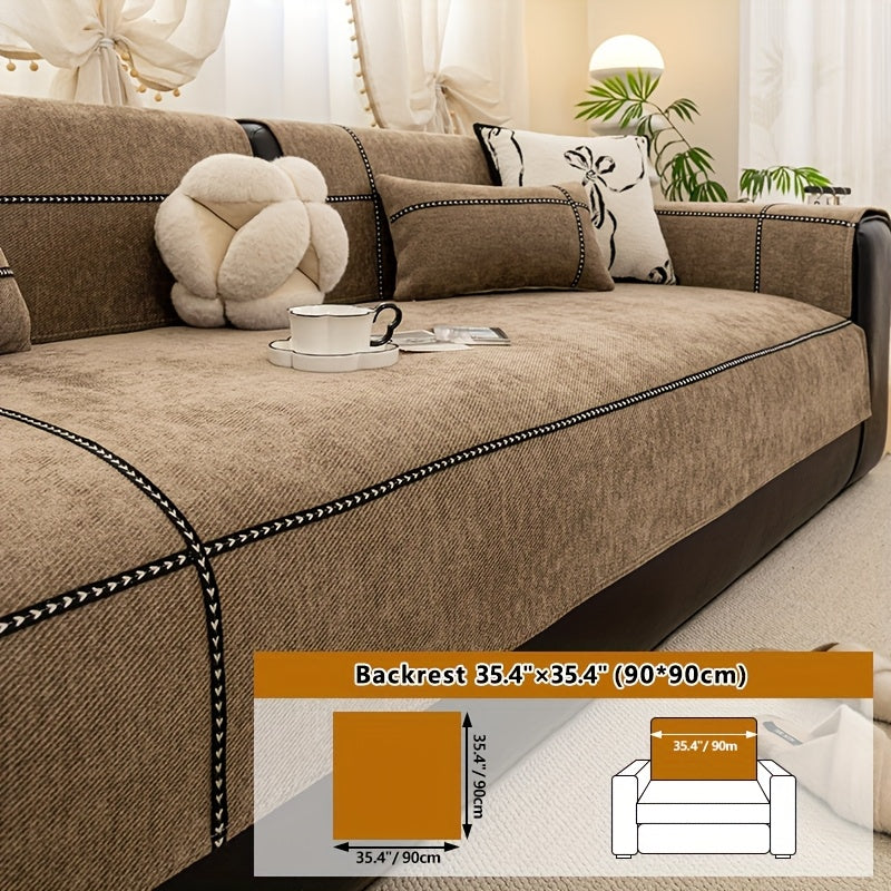 Housse de coussin épaisse en chenille antidérapante, gros plan sur le tissu