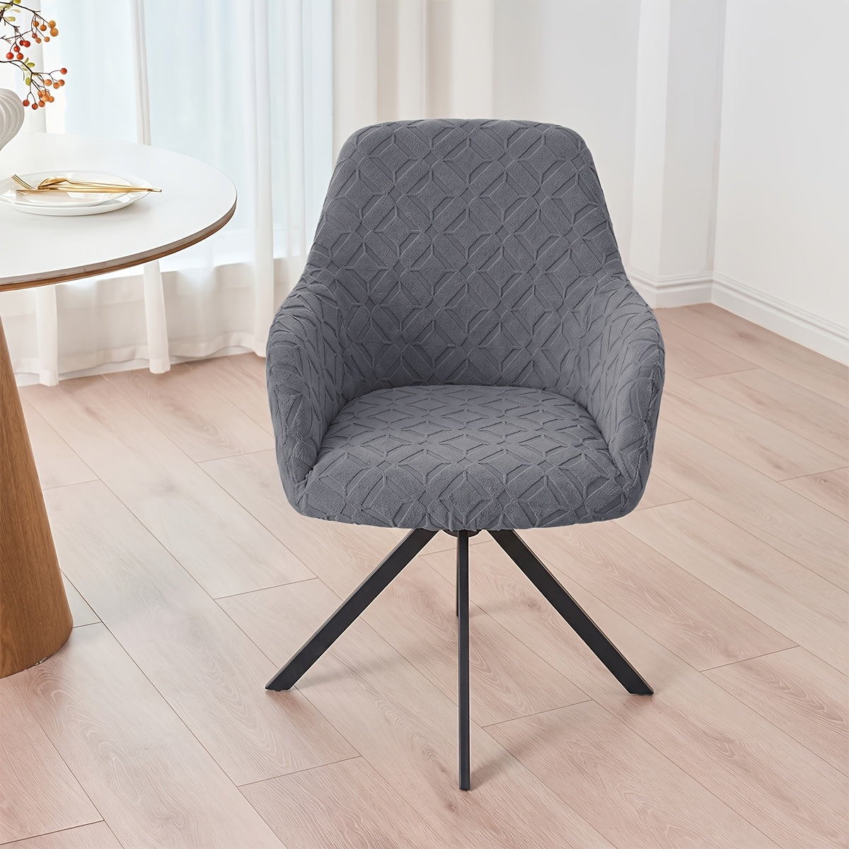 Housse de fauteuil extensible en polaire jacquard, mise en situation
