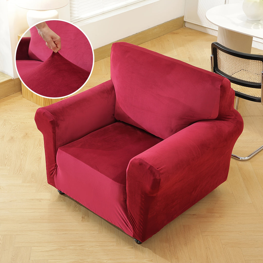 Housse de canapé extensible en velours, vue d'ensemble