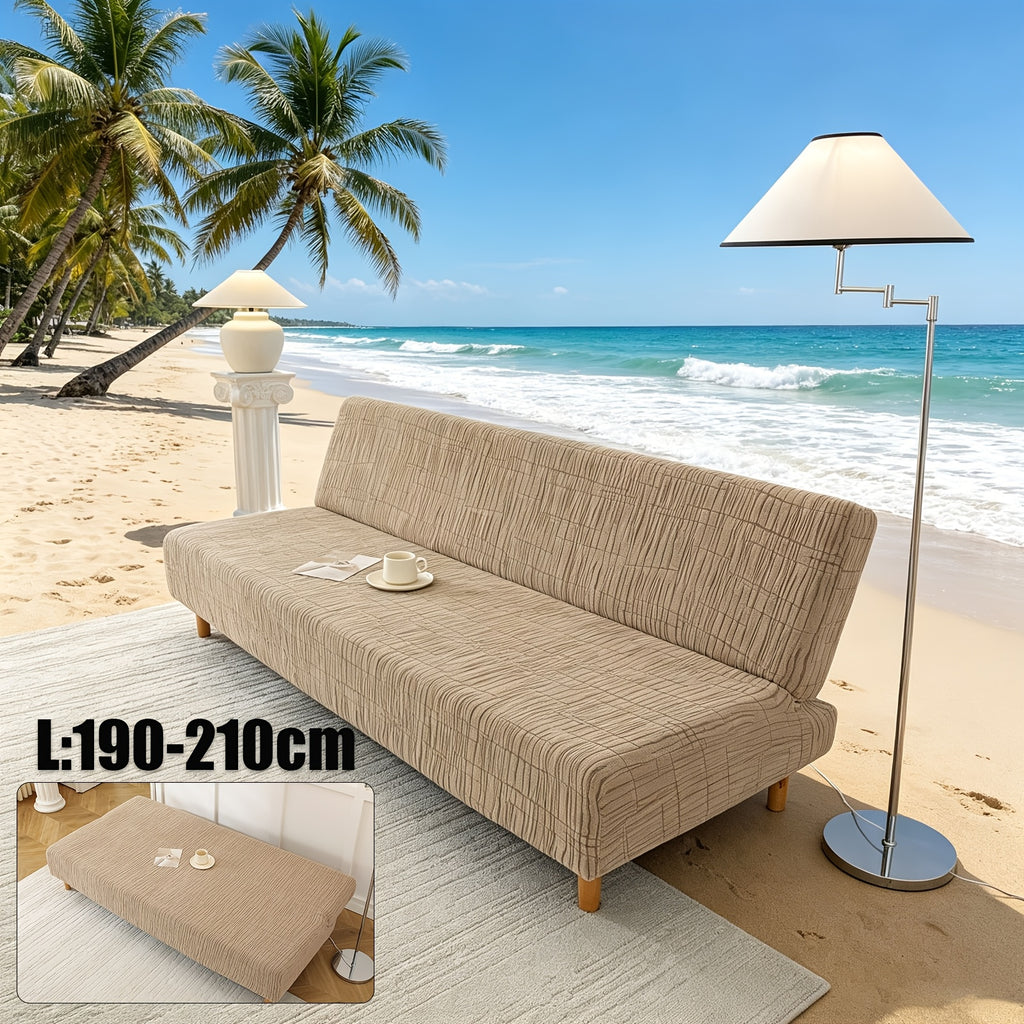 Housse de canapé extensible en polaire jacquard à motif géométrique, vue de dos