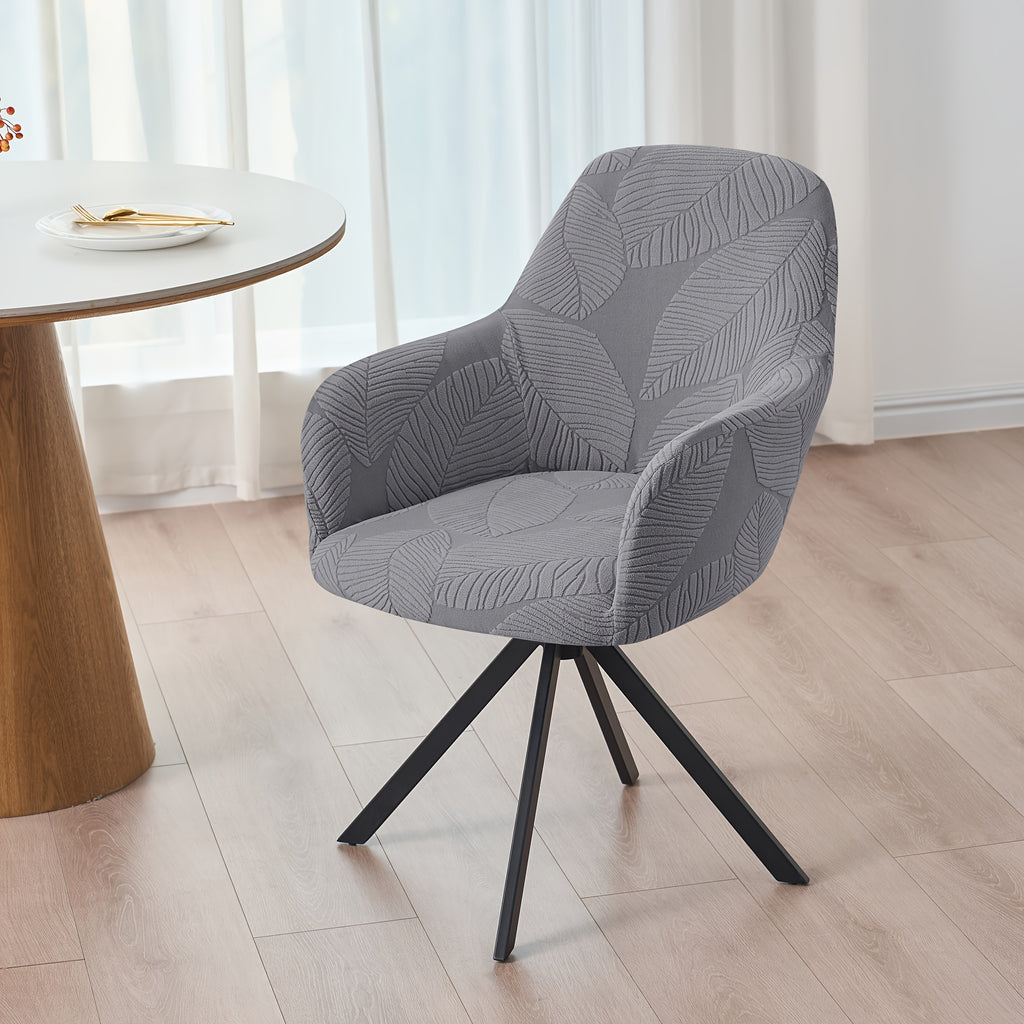Housse de chaise extensible en velours côtelé jacquard à motif feuillage, autre coloris