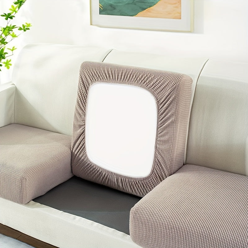 Housse de canapé épaisse extensible en polaire jacquard à housses séparées, vue de dos