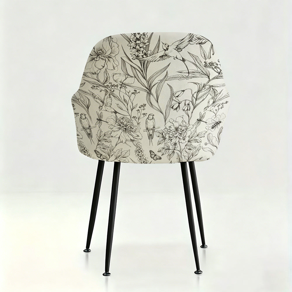 Housse de fauteuil extensible en fibre de lait imprimée à motif feuillage, housse posée
