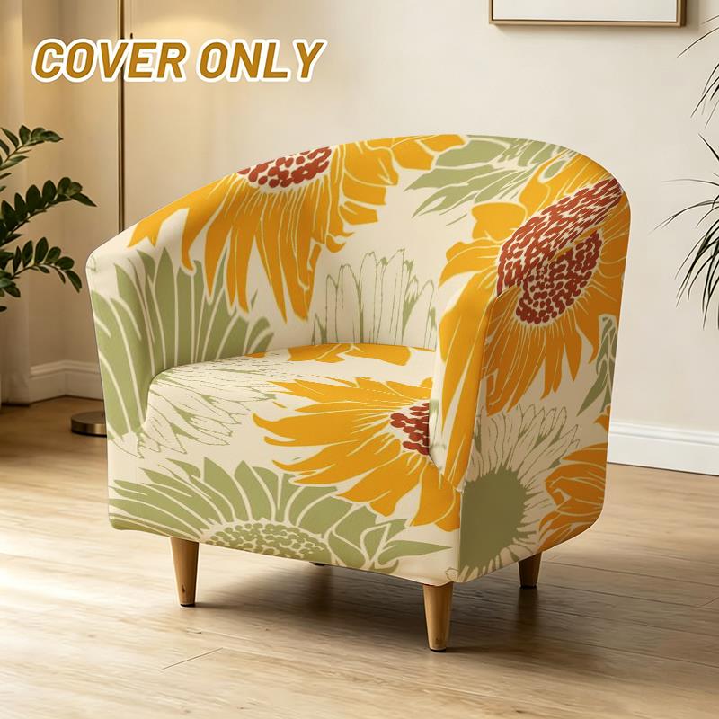 Housse de canapé extensible en fibre de lait matelassée à motif tournesol, tissu de 120 à 140 g/m²