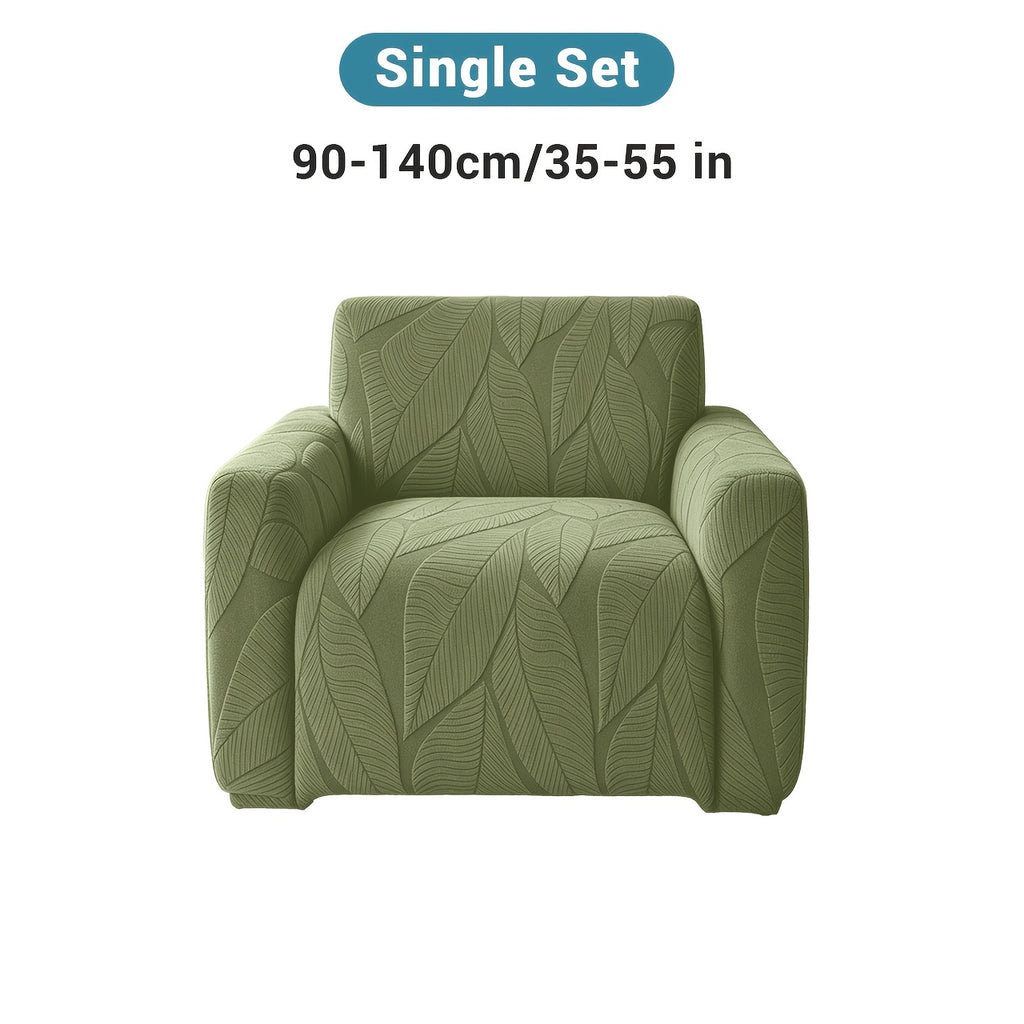 Housse de canapé extensible en polaire jacquard à motif feuillage, autre coloris