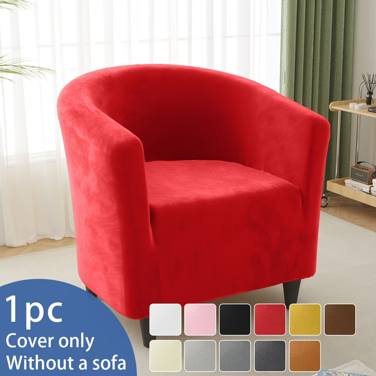 Housse de canapé épaisse extensible en velours pour fauteuil, détail de l'ourlet