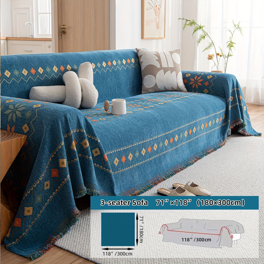 Housse de canapé en chenille, 5 coloris, vue d'ensemble