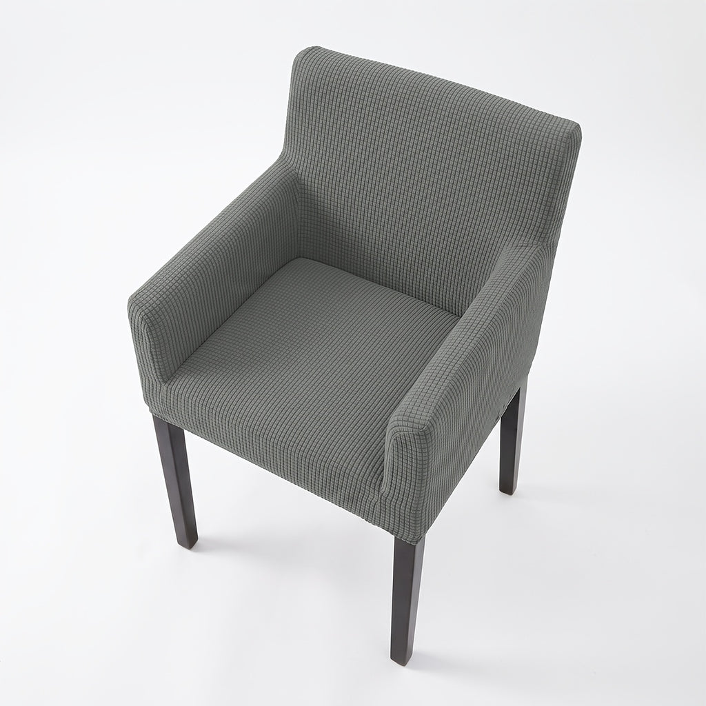 Housse de chaise épaisse extensible en velours côtelé jacquard, détail de la finition