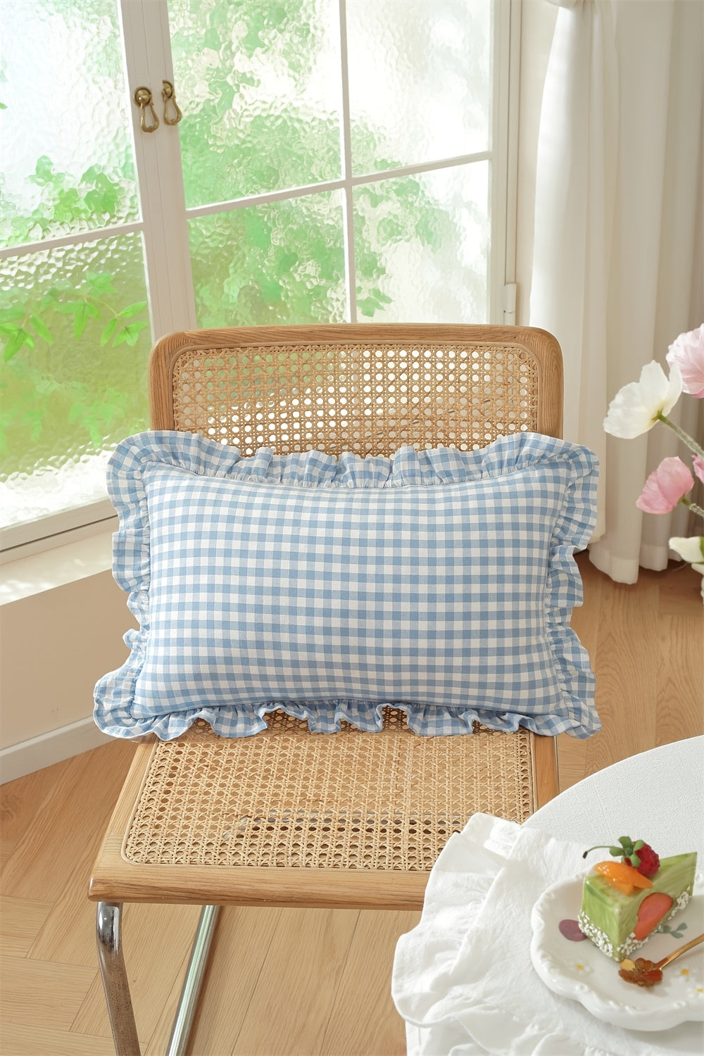 Housse de coussin en coton en fils teints, vue d'ensemble