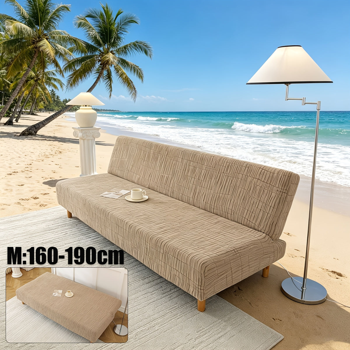 Housse de canapé extensible en polaire jacquard à motif géométrique, gros plan sur le tissu