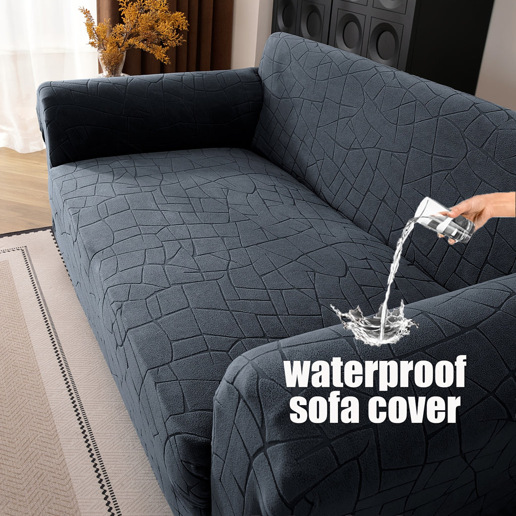 Housse de canapé extensible en polaire jacquard à motif géométrique à housses, visuel produit