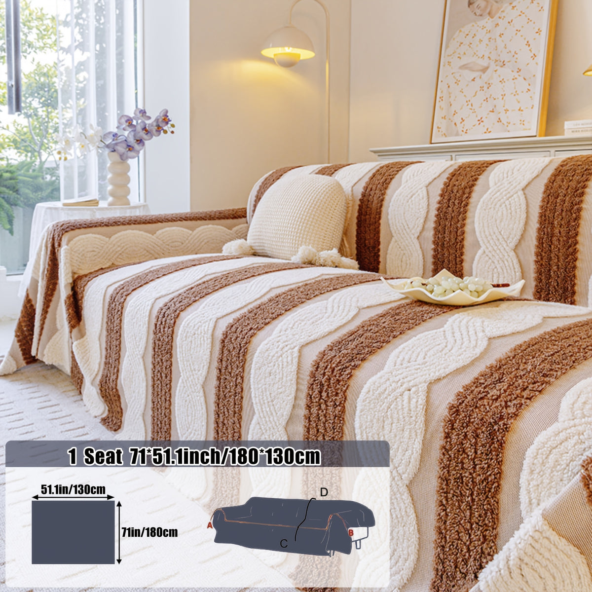 Housse de canapé épaisse en velours jacquard anti-griffes, gros plan sur le tissu
