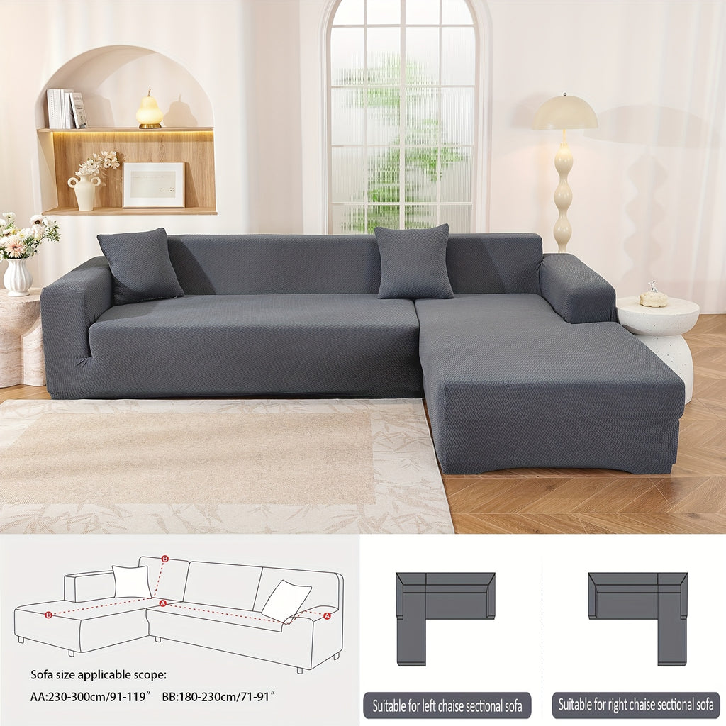 Housse de canapé extensible en polaire jacquard à housses séparées, gros plan sur le tissu