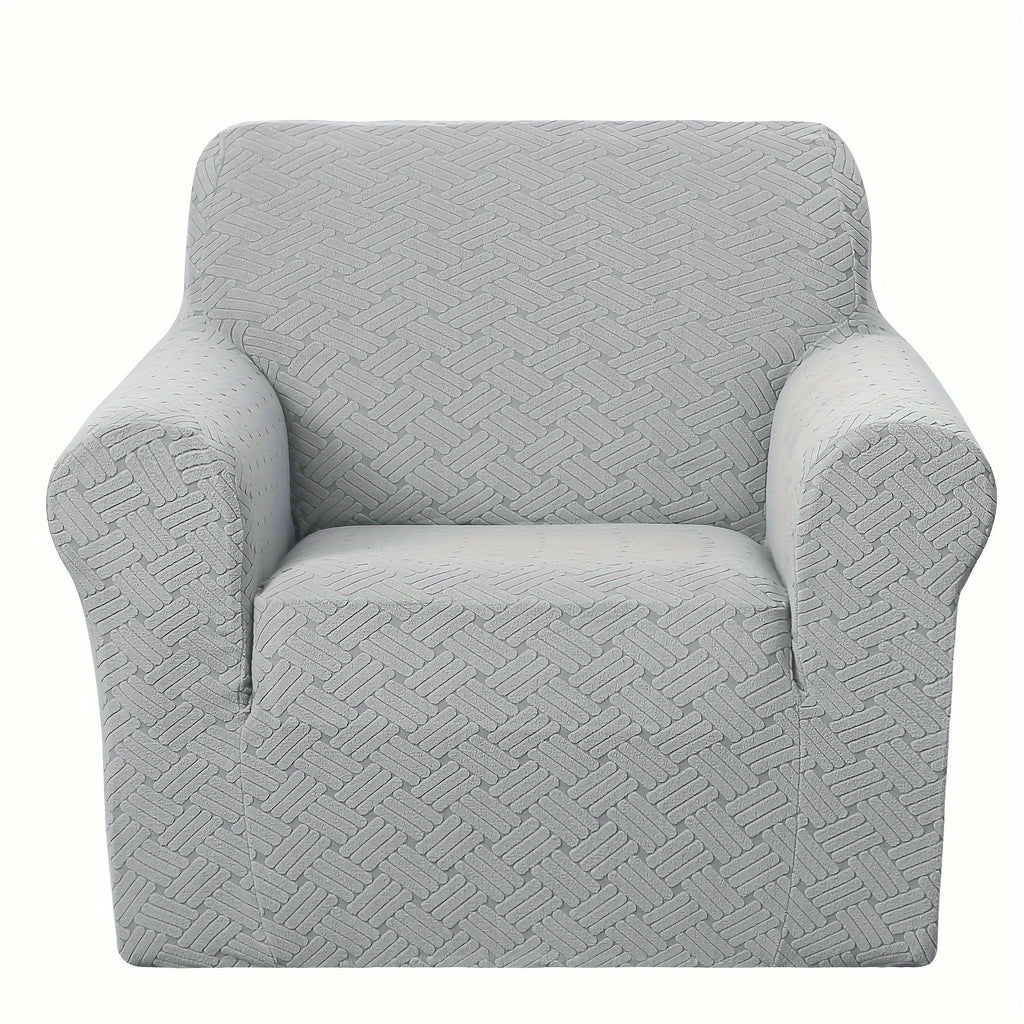 Housse de canapé épaisse extensible en polaire jacquard antidérapante, vue de dos