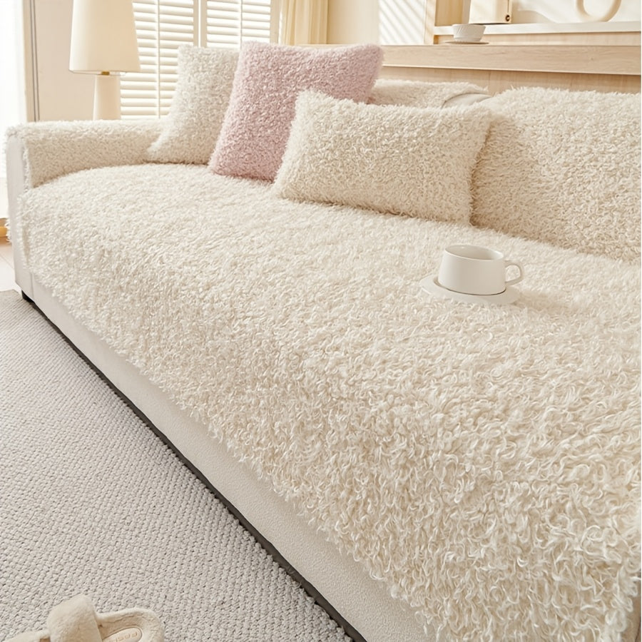 Housse de canapé épaisse en peluche — détail de la matière : peluche Image