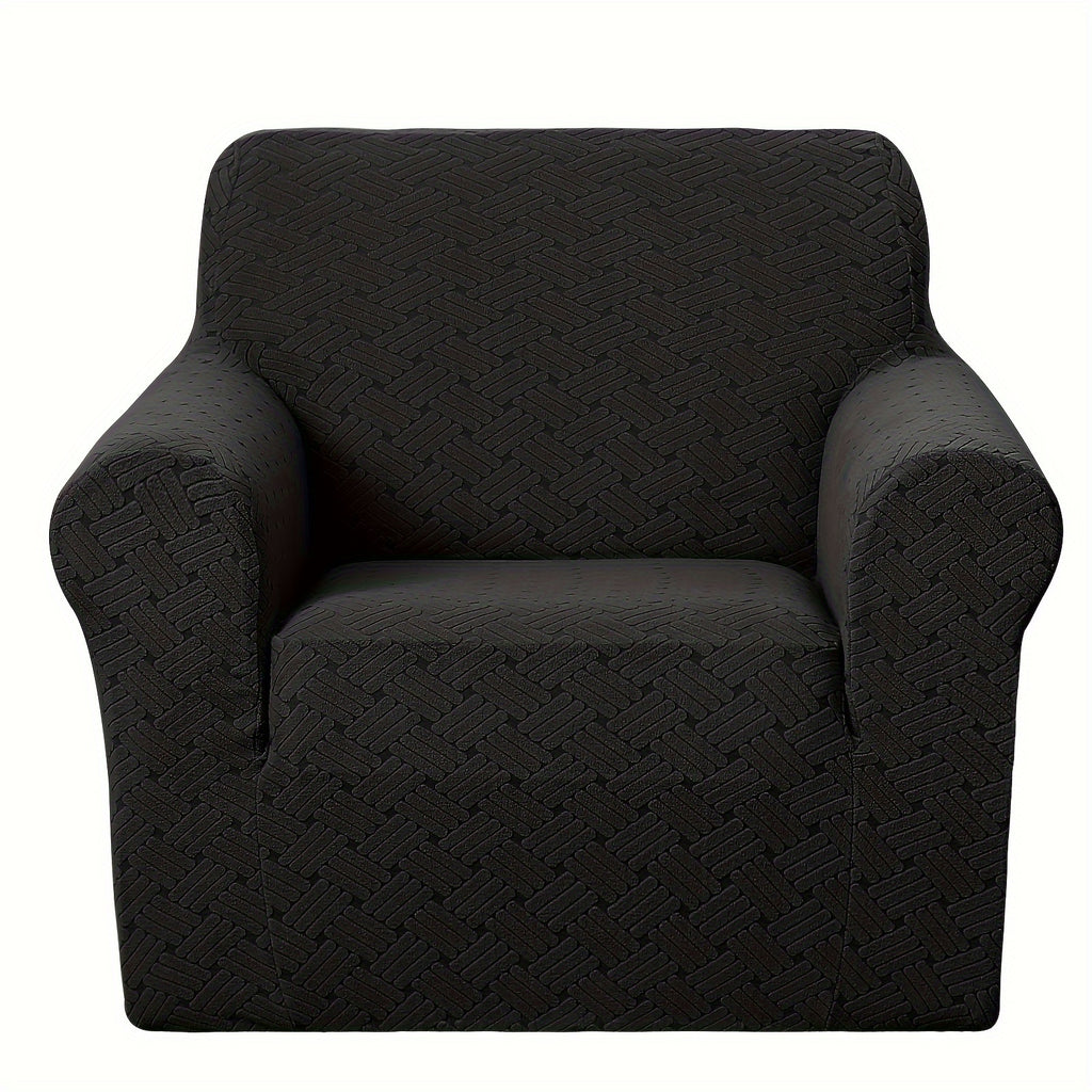 Housse de canapé épaisse extensible en polaire jacquard antidérapante, mise en situation