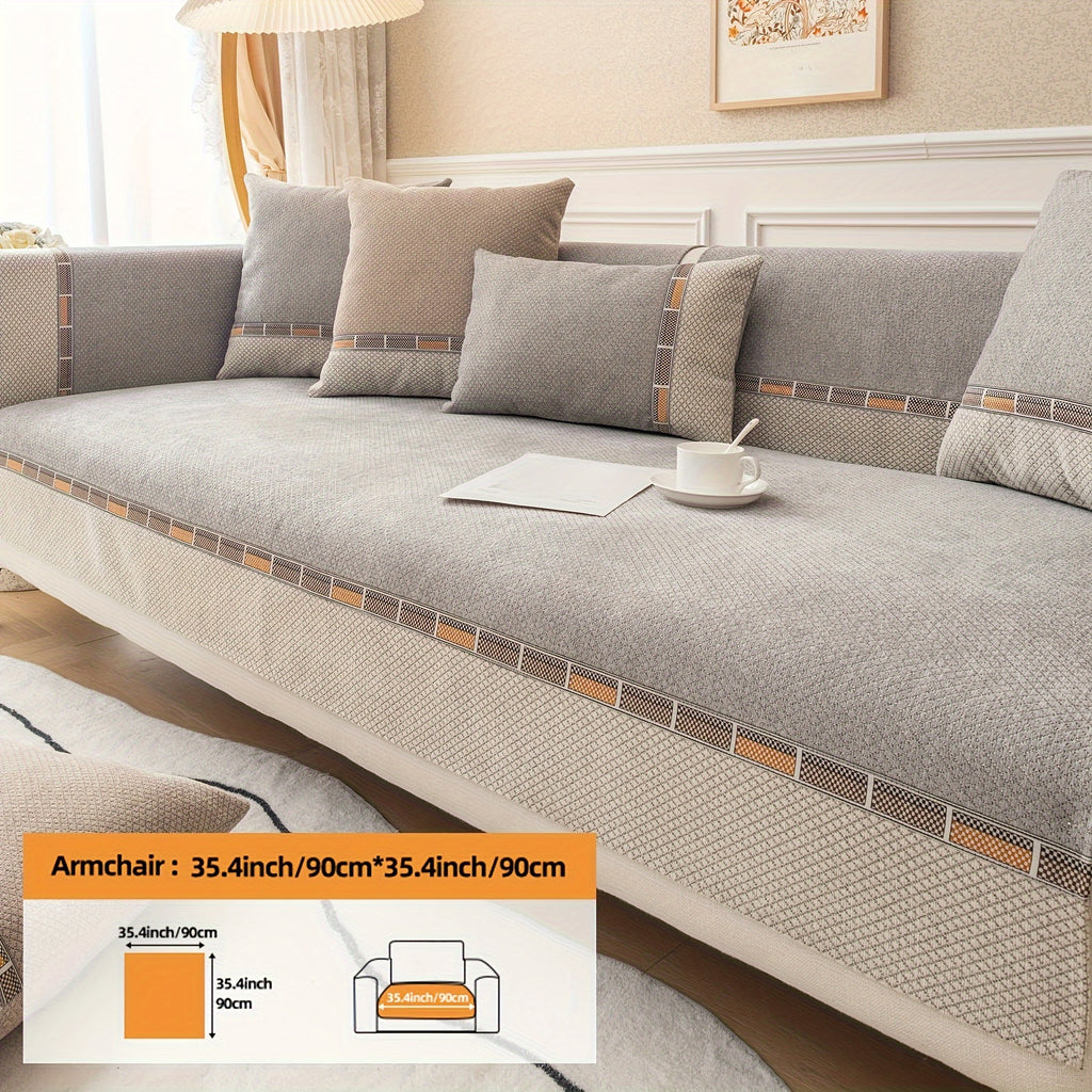 Housse de coussin épaisse en chenille matelassée antidérapante à housses, détail de la finition