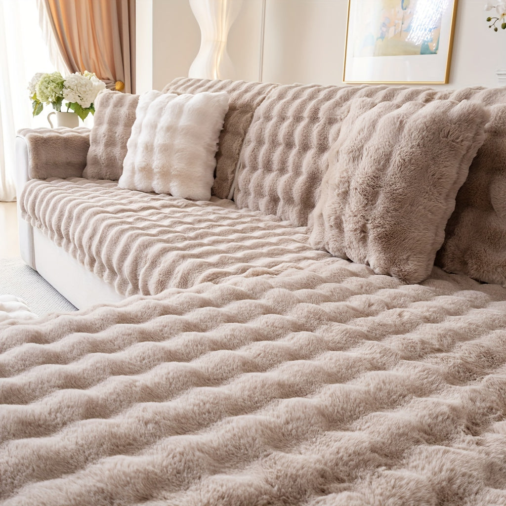 Housse de canapé en peluche antidérapante à housses séparées, vue de dos