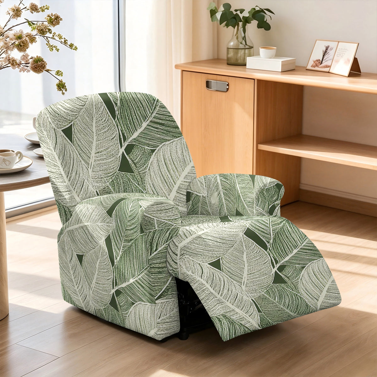 Housse de canapé extensible en fibre de lait imprimée à motif feuillage — détail de la matière : fibre de lait Image