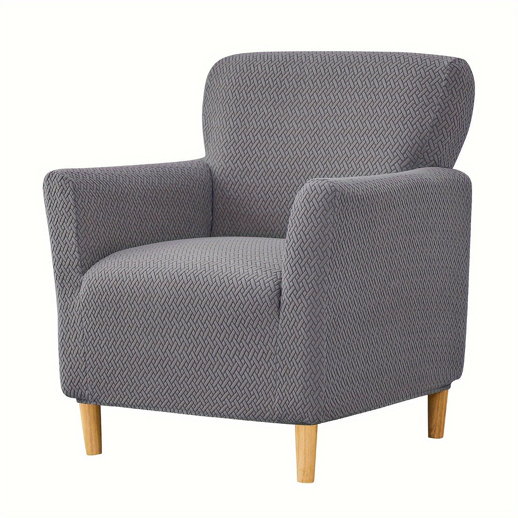 Housse de fauteuil extensible en polaire jacquard en T, vue de dos