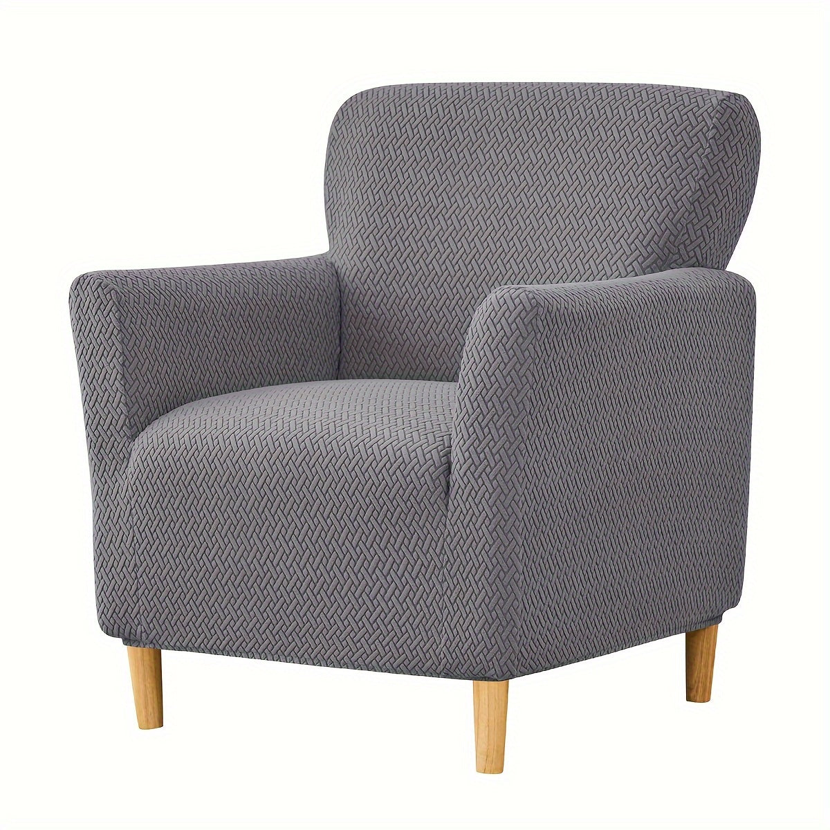Housse de fauteuil extensible en polaire jacquard en T, vue de dos