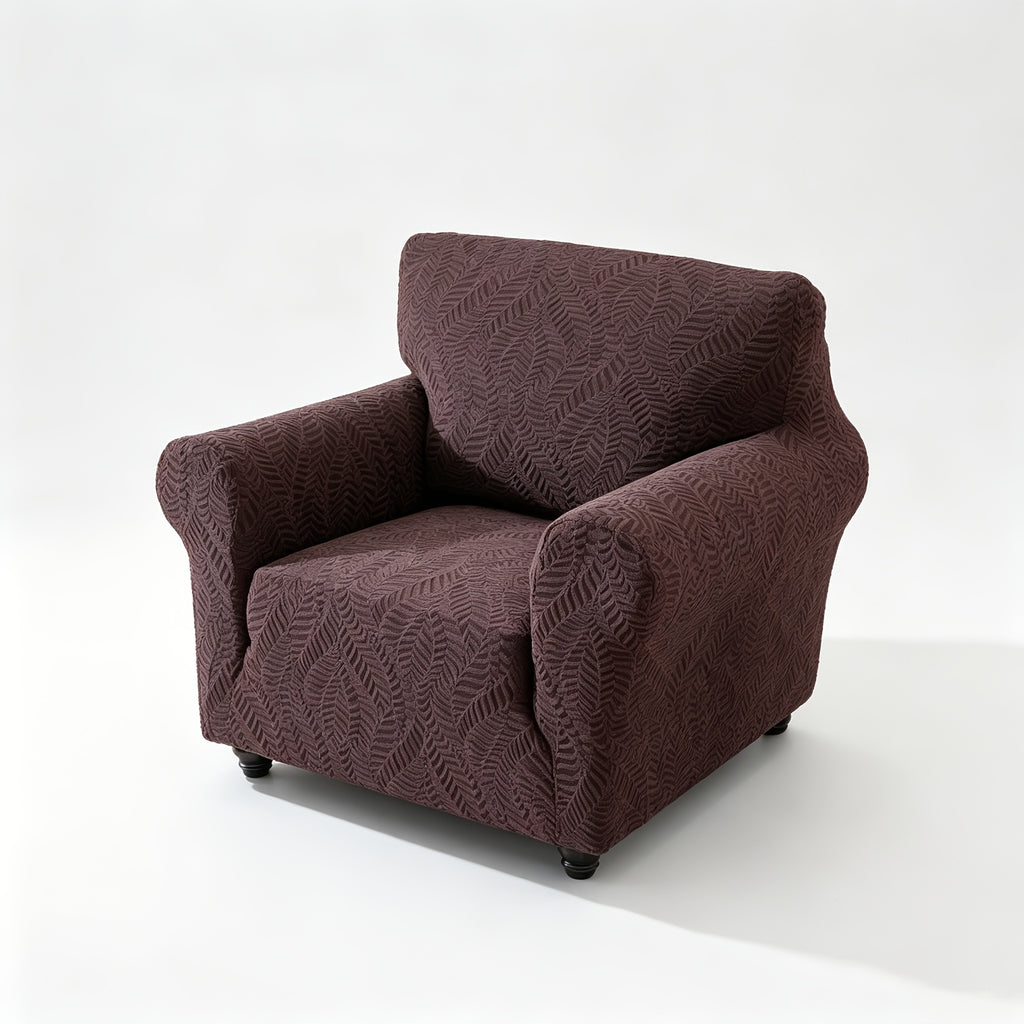 Housse de canapé extensible en polaire jacquard à motif feuillage anti-griffes, autre coloris