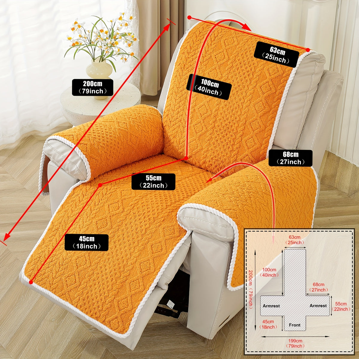 Housse de canapé en velours jacquard pour fauteuil, mise en situation