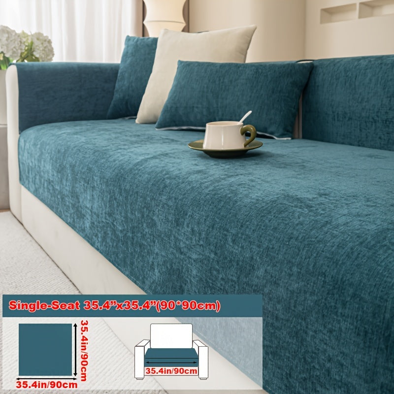 Housse de coussin épaisse en chenille antidérapante, gros plan sur le tissu