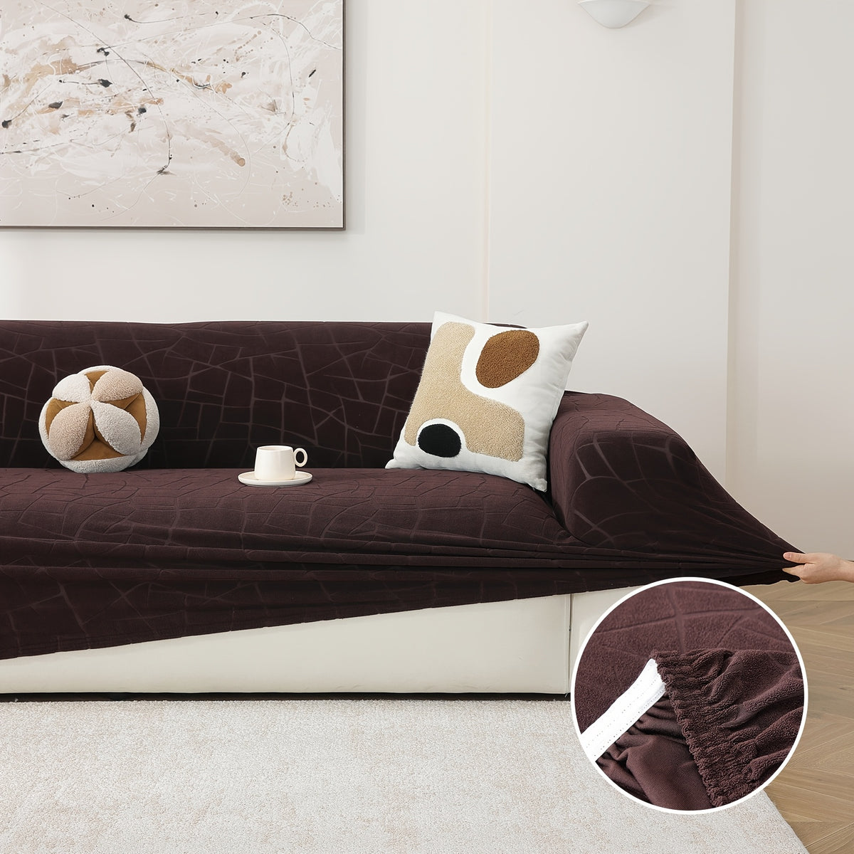 Housse de canapé épaisse extensible en polaire jacquard antidérapante Image