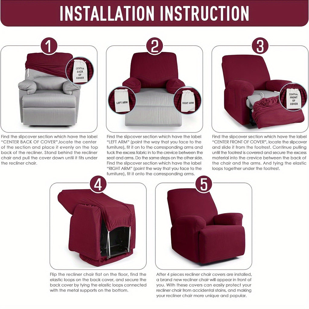 Housse de fauteuil épaisse extensible en polaire jacquard, mise en situation