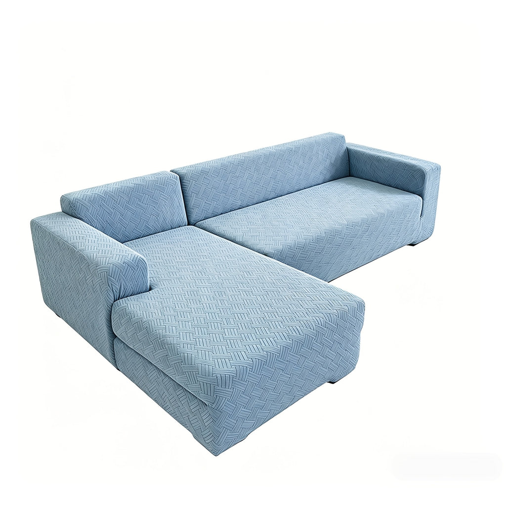 Housse de canapé extensible en polaire jacquard d'esprit bohème, vue d'ensemble
