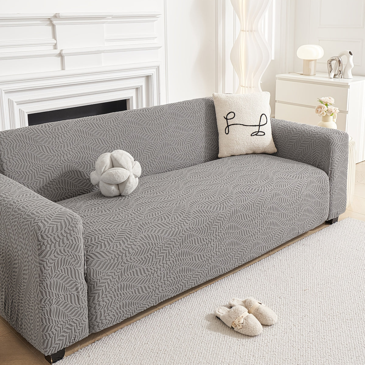 Housse de canapé épaisse extensible en polaire jacquard, compatible fauteuil, canapé deux places, canapé trois places Image