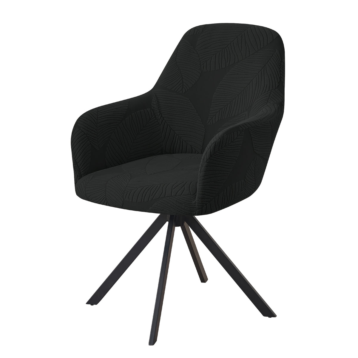 Housse de fauteuil extensible en polaire jacquard à motif feuillage, vue d'ensemble