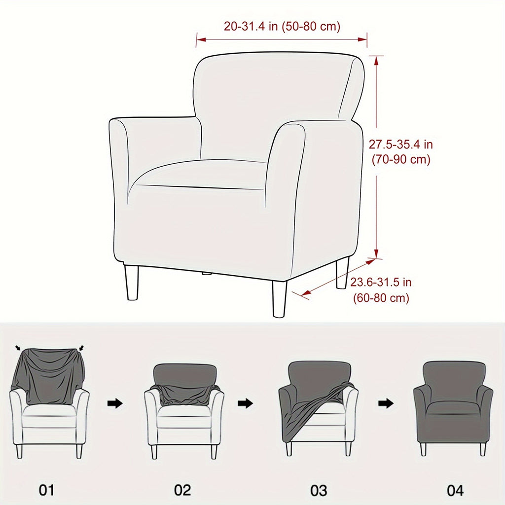 Housse de fauteuil extensible en polaire jacquard antidérapante, vue d'ensemble