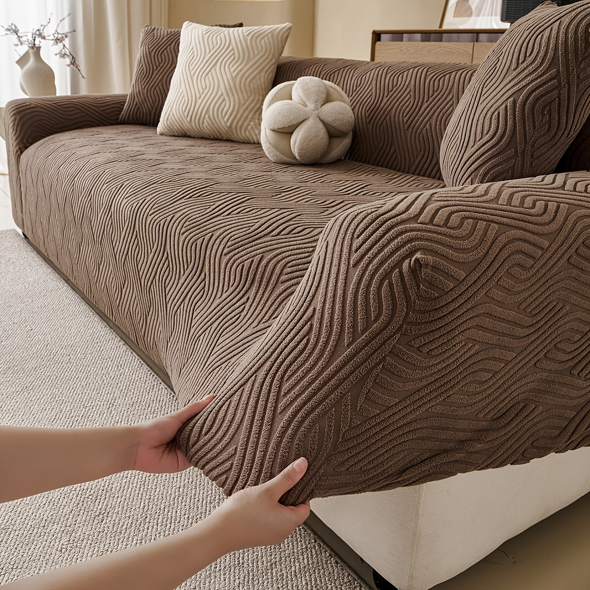 Housse de canapé épaisse en polaire jacquard
