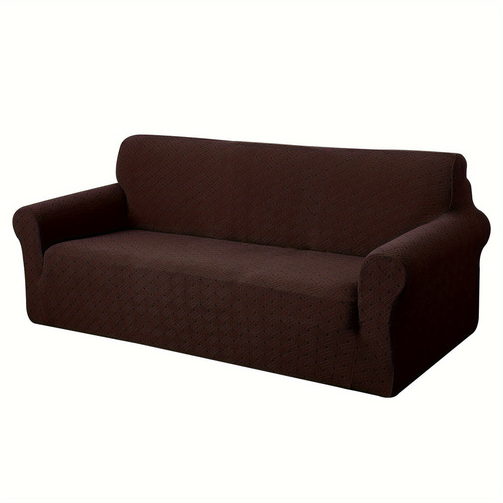 Housse de canapé épaisse extensible en polaire jacquard antidérapante, vue de dos