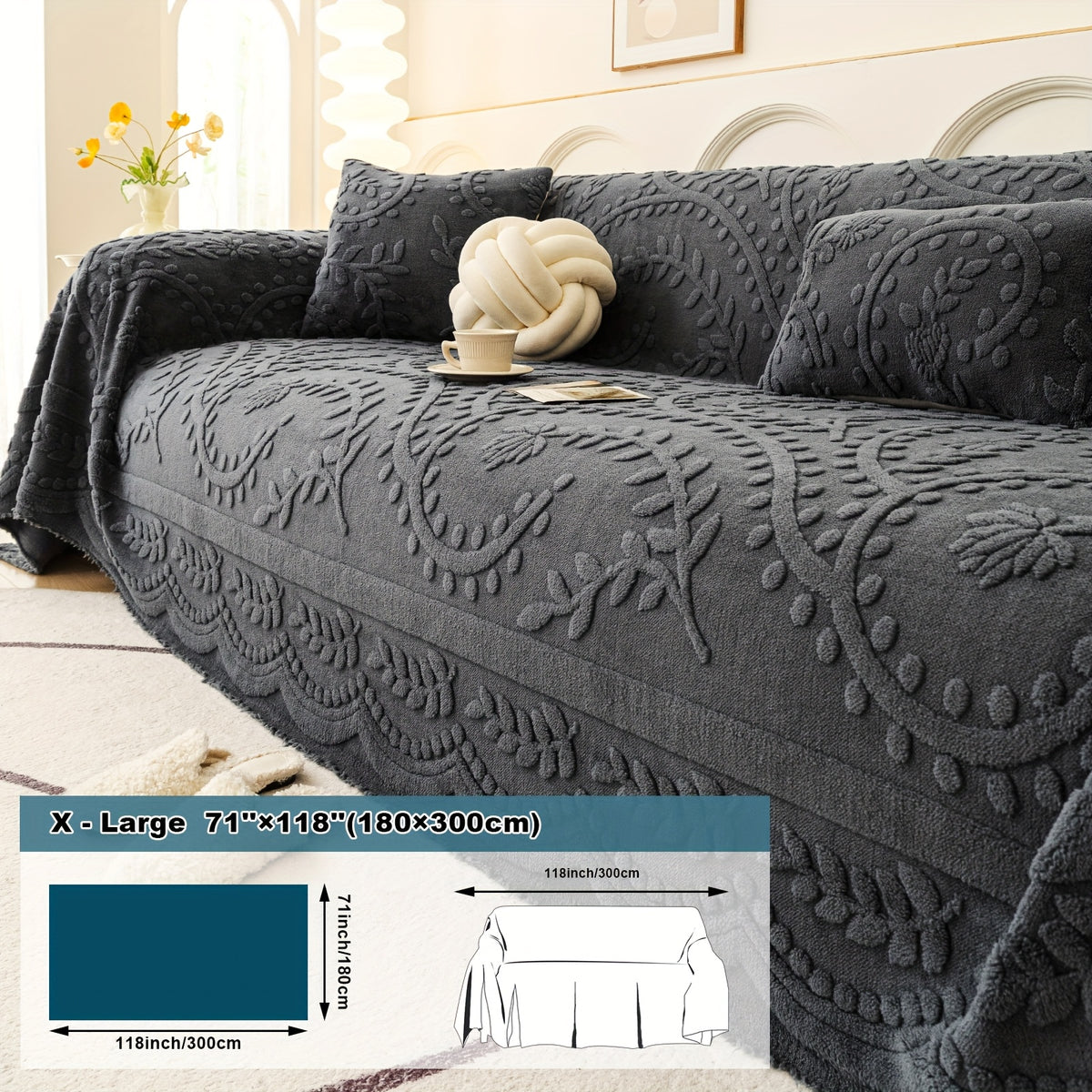 Housse de canapé épaisse en velours jacquard, visuel produit