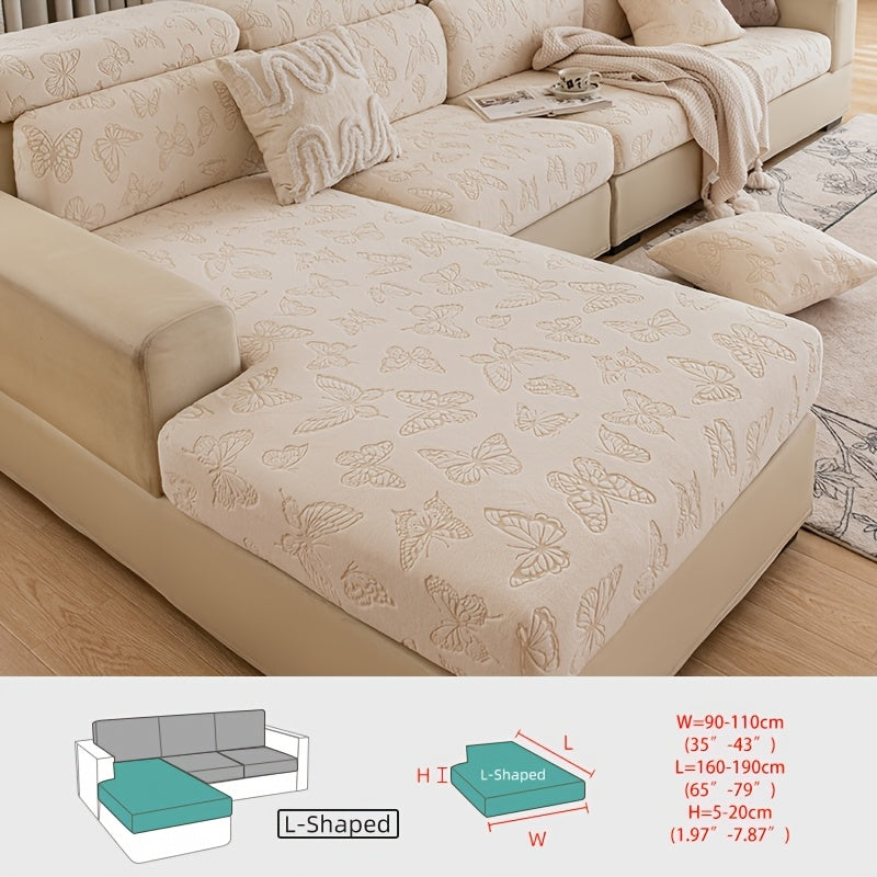 Housse de canapé extensible en polaire jacquard à rayures d'esprit bohème, mise en situation