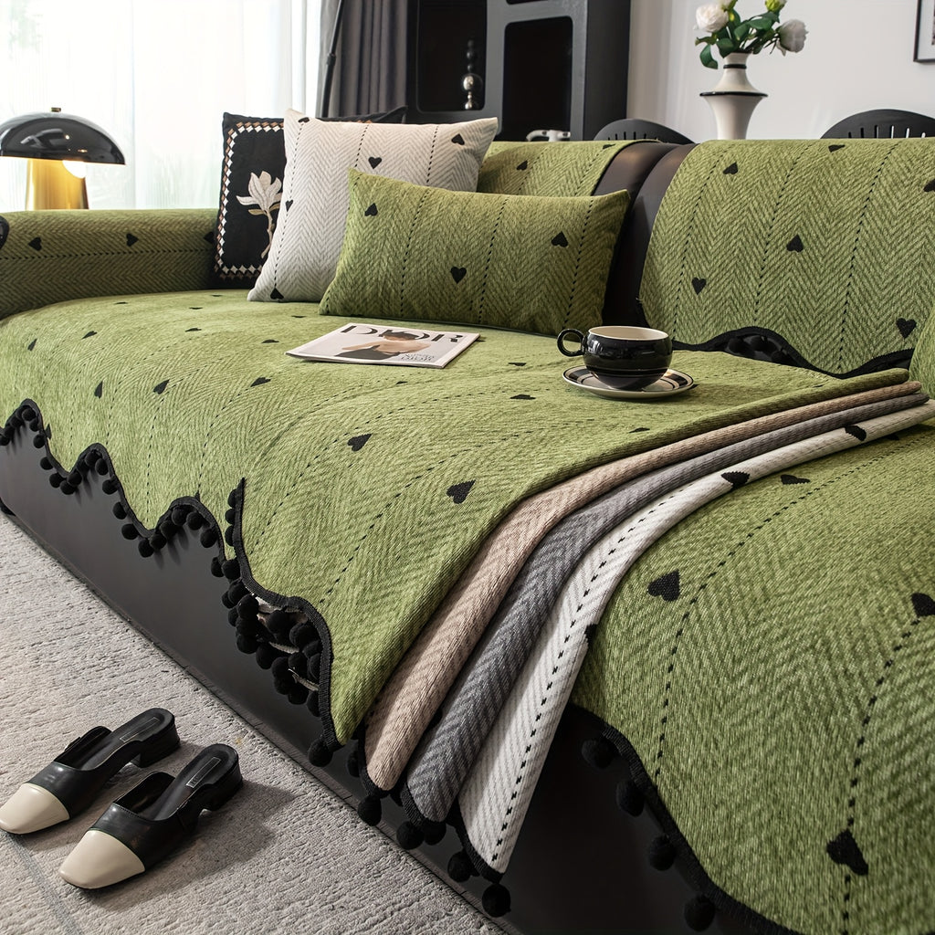 Housse de coussin en chenille jacquard antidérapante, vue d'ensemble