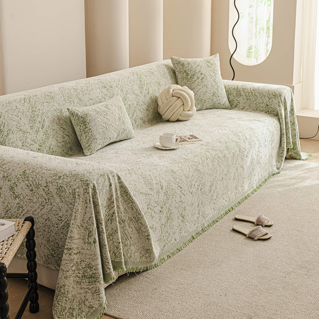 Housse de canapé épaisse en chenille jacquard antidérapante, vue d'ensemble