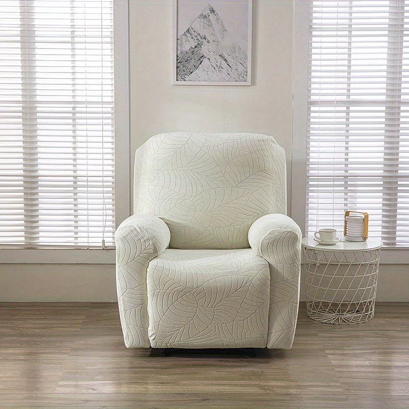 Housse de canapé épaisse extensible en polaire jacquard à motif feuillage, détail de la finition
