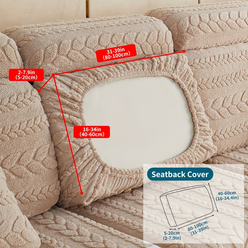 Housse de canapé épaisse extensible en velours jacquard antidérapante, mise en situation