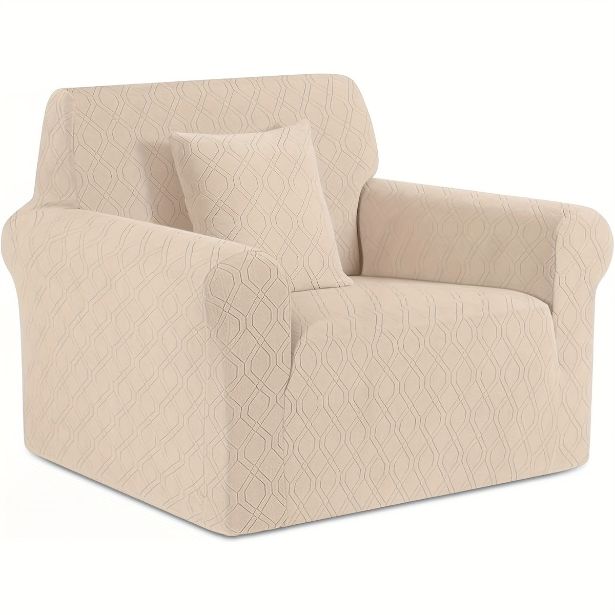 Housse de canapé épaisse extensible en polaire jacquard à housses séparées, vue d'ensemble